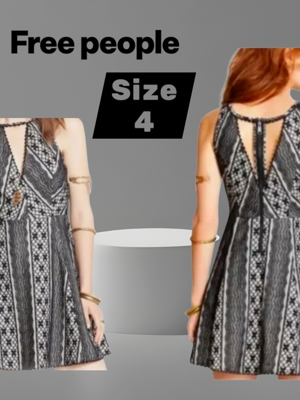 Free People Black & White Striped Halter Mini Dress